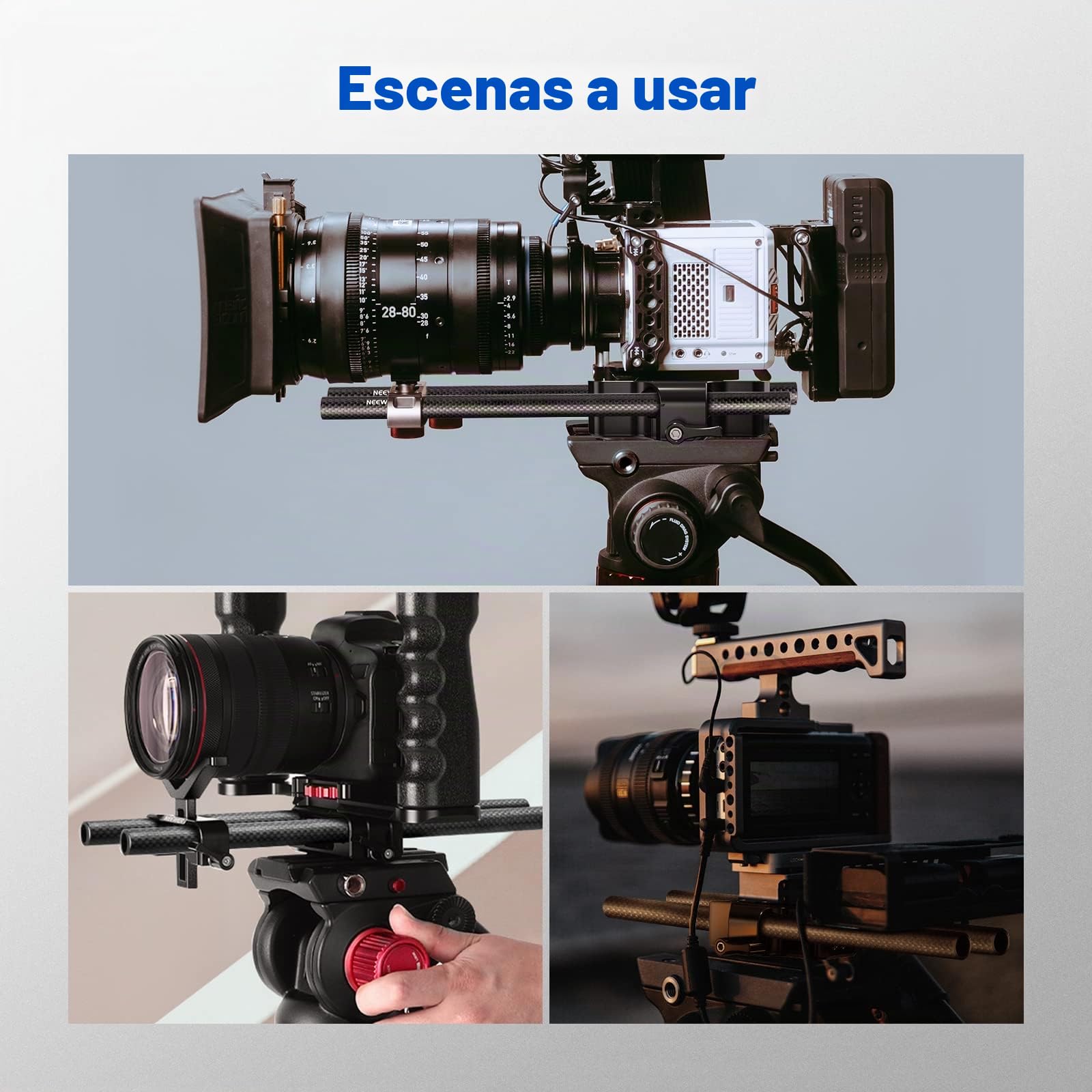 NEEWER 15 mm Varillas de extensión de fibra de carbono Lote de 2,Compatible con SmallRig Compatible con Tilta El sistema de soporte de hombro de 15 mm Rail Follow Focus para DSLR Camera, SR002 (30 cm)
