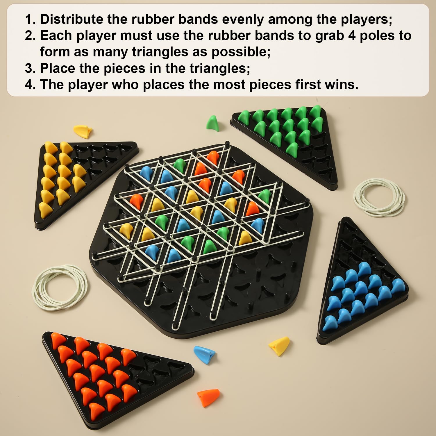 Triggle Strategiespiel - Dreieck Brettspiel Mit Gummibändern Für Familie