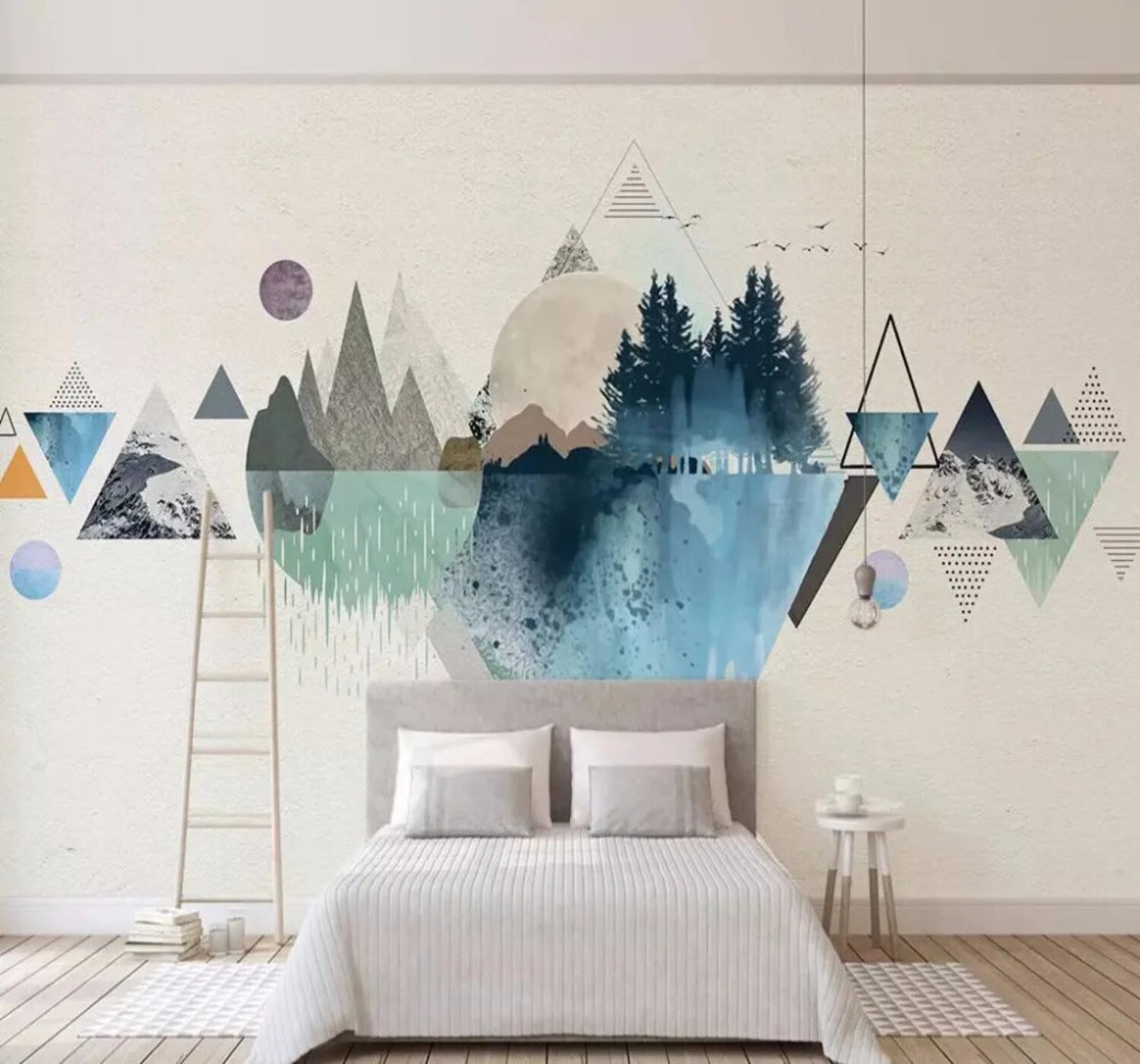 Wallpaper-3D-Xlm 400Cm×280Cm(B×H) Abstract Ink Wash Geometric Forest Unique 3D Wallpaper Easy Install Feature Office Living Room Sofa Bedroom Tv Background Wall Decoration-400Cm×280Cm