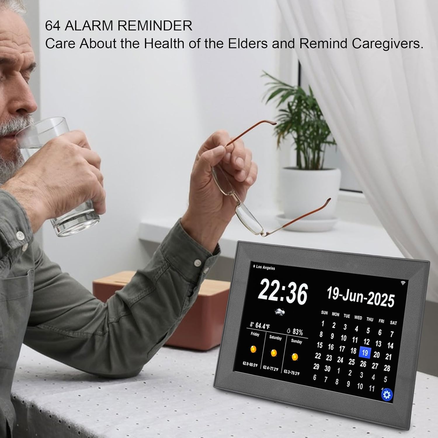 AUNMAS WiFi Calendar Clock, Digital Calendar with Adapter for Family Schedules Daily Planning, 10.1 Inch HD Touchscreen 7 Day Weather Forecast (US Plug)