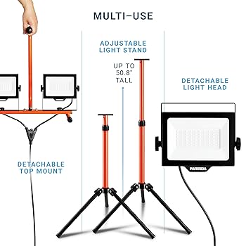 PARMIDA LED Dual-Head Work Light with Telescoping Tripod