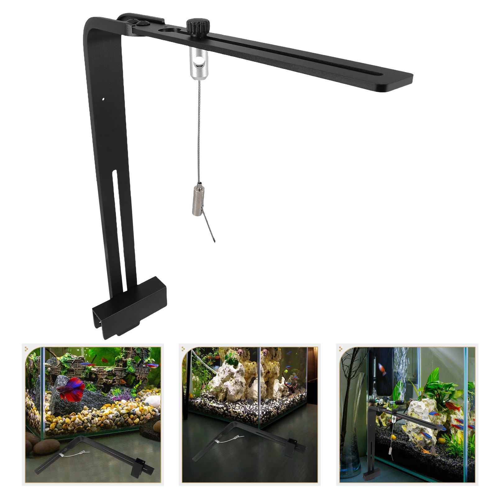 Aquarium Lampenständer Verstellbar aus Aluminiumlegierung Schwarz