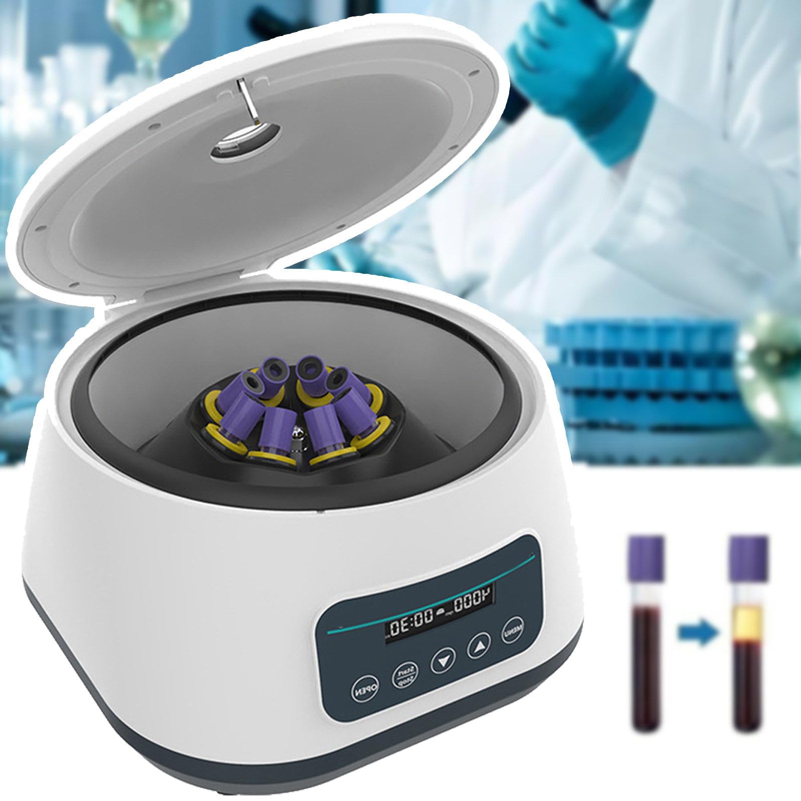 Centrifuga da Laboratorio, per 8 Provette per Prelievo di Sangue da 2/5/10 Ml, 4 Provette per Centrifuga da 15 Ml, Timer da 30 S a 59 Min, velocità Regolabile, per Esperimenti LC-400PRO