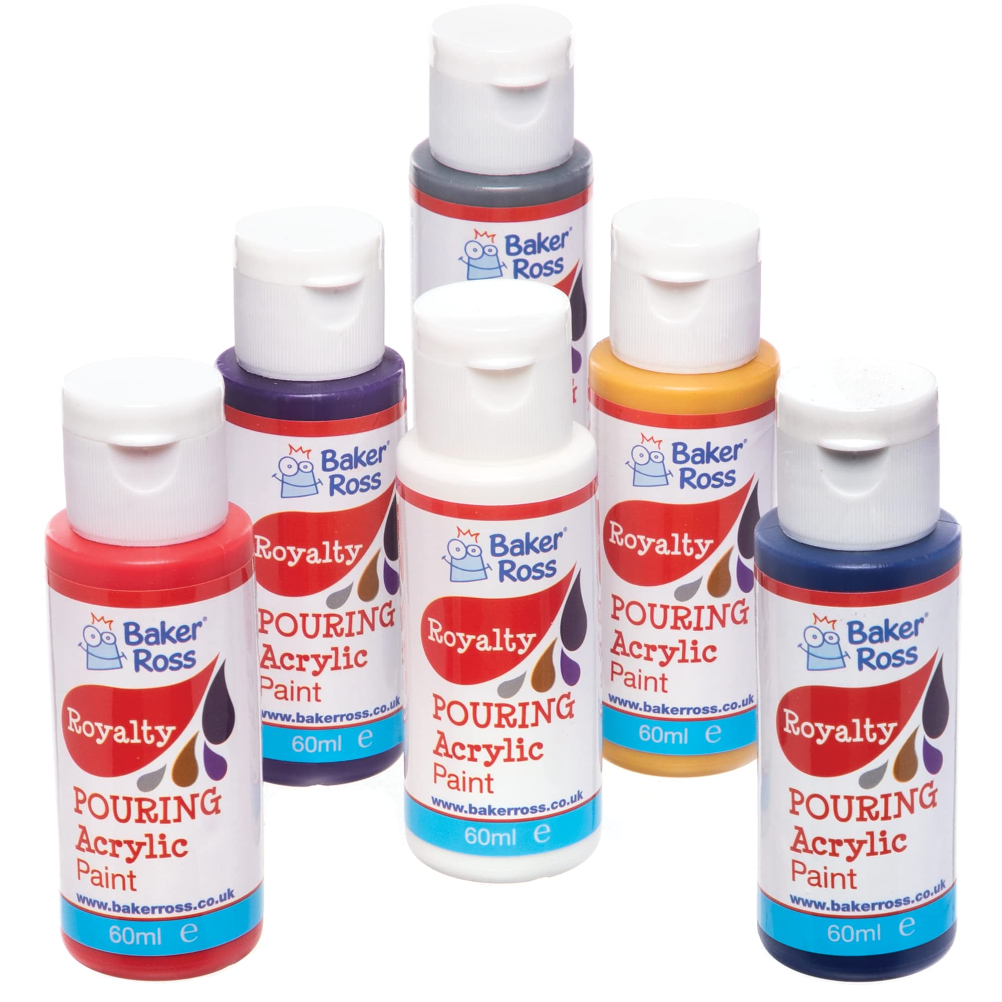 Baker Ross PJ121 Red White and Blue Pouring Acrylic – 6 Pack, Craft Essential Paint