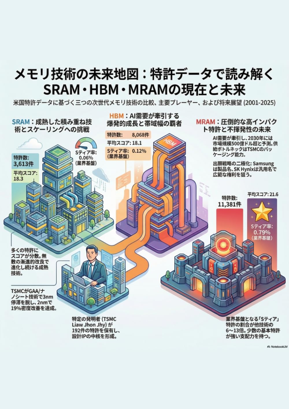 メモリの未来地図: 米国特許23,062件で読み解く SRAM・HBM・MRAM (米国特許分析シリーズ)
