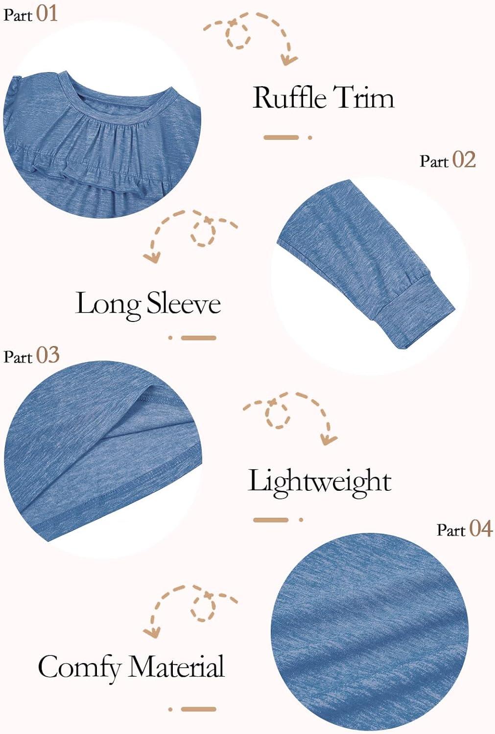 Haloumoning Girls Cute Short Sleeve Tunic Tops Casual Loose Ruffle T Shirts Kids Summer Soft Blouses Size 4-15 Years - Image 6