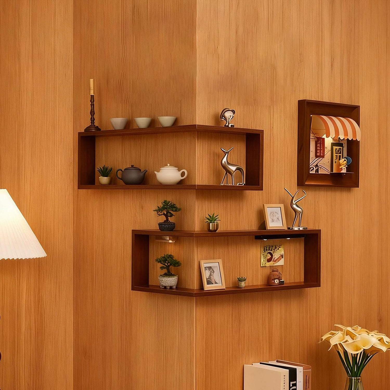 Moderna lampada da parete a LED angolare e mensola sospesa, design illuminato per soggiorno, camera da letto, ufficio, elegante soluzione di illuminazione decorativa per la casa e lo spazio di lavoro