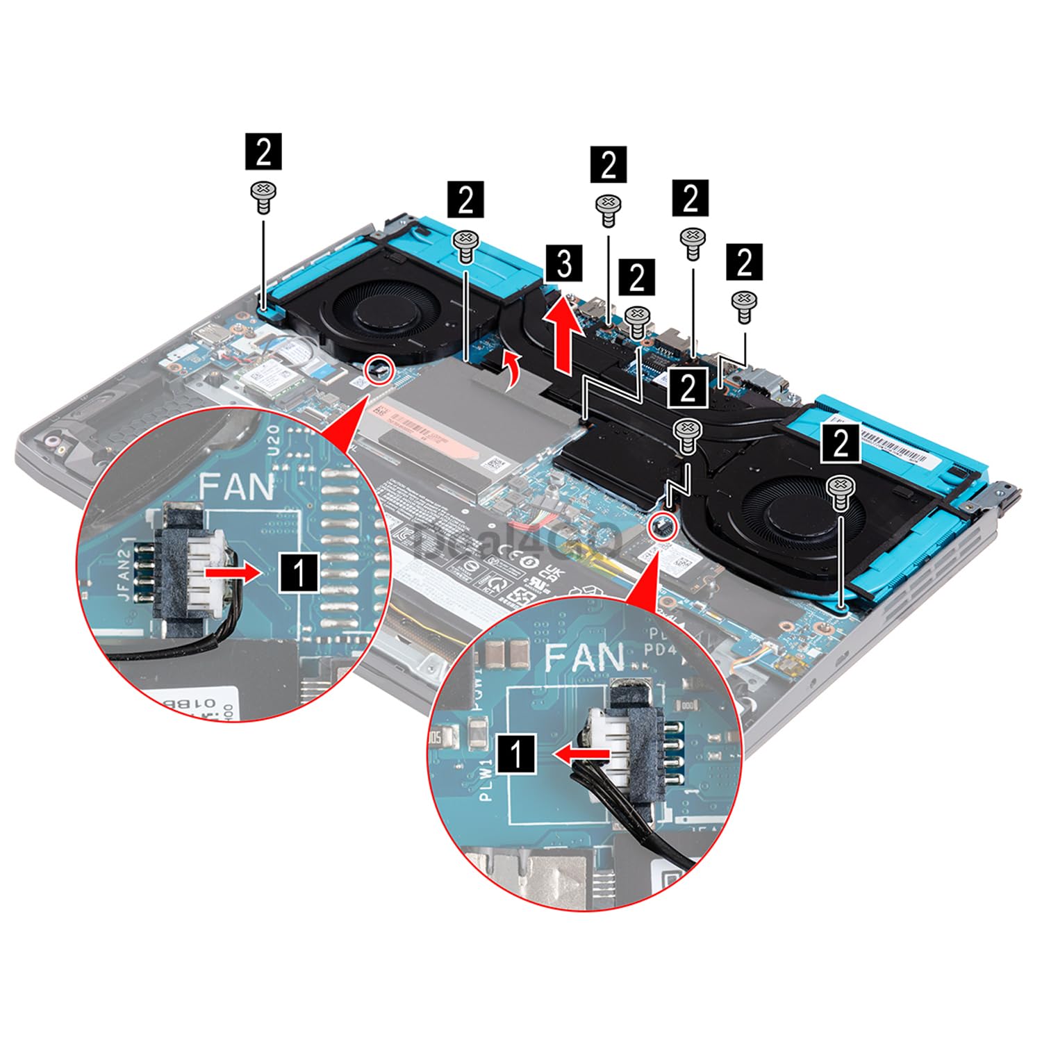 Deal4GO Ventilador de refrigeración gráfica de CPU y GPU de 12 V para Lenovo LOQ 15APH8 82XT, LOQ 16APH8 82XW (RTX 4060)