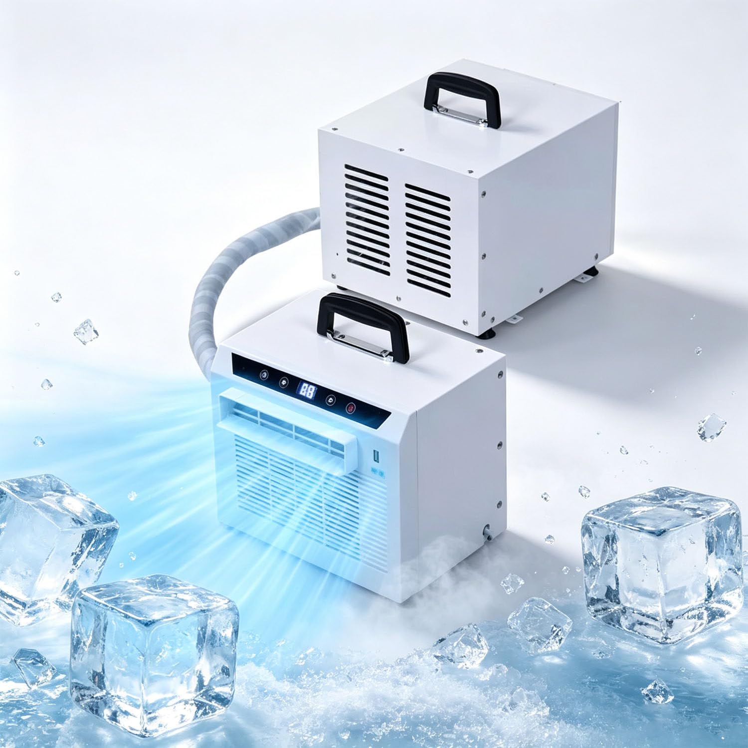 GLBMXDD Split System Air Conditioners 3000 BTU Room Cooler with Touch Panel and Remote Control 24H Timer Top Handle Designfor Home Office Camping 1.5-meterconnectingpipe
