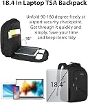 MATEIN Sac à dos pour ordinateur portable antivol extra-grande entreprise, 18 1 cm TSA Sac à dos de transport approuvé pour les femmes homme, sac de travail avec la ceinture de bagages, noir TSA Sac à dos approuvé, sac de travail avec des compartiments multiples & Bagages