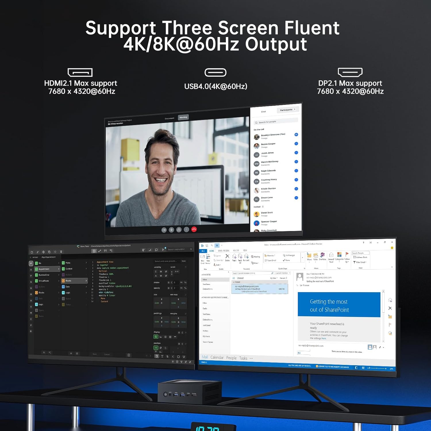 Mini PC, Desktop Computer with 14th Gen Core Ultra U9-185H up to 5.1 GHz, Win-11 Pro, 64G DDR5, 2T M.2 PCIE4.0 SSD, Dual 2.5G LAN, DP/HD2.1/USB4.0, Support 8K/4K@60Hz, WiFi7/BT5.4, Oculink