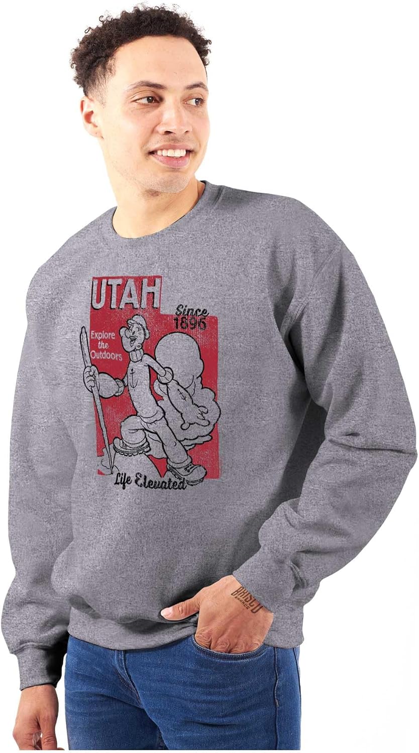 Brisco Brands Popeye Cartoon American States Sweatshirt for Men or Women