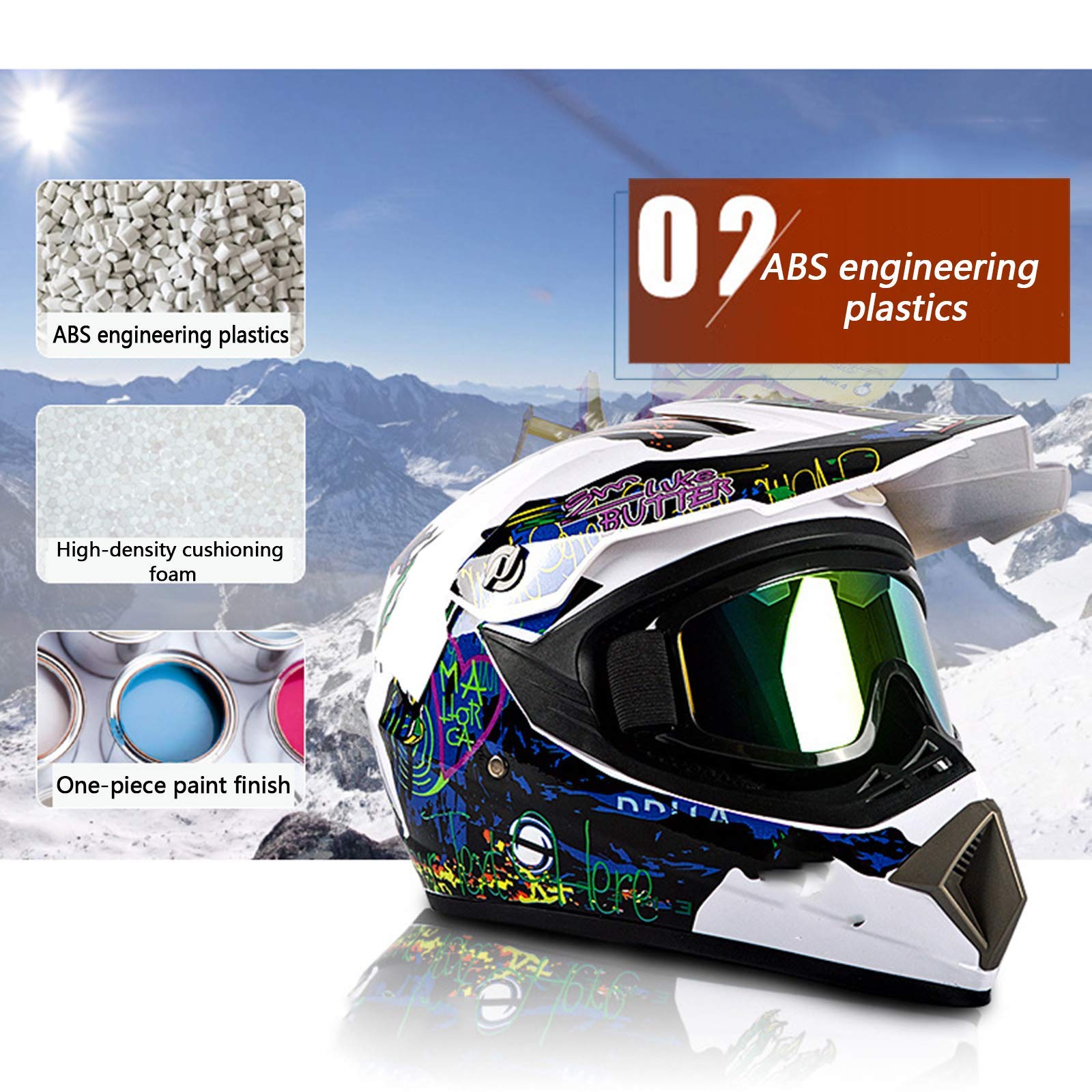 Kask motocyklowy BGMKE motocrossowy, dopuszczenie dot, pełnotwarzowy kask dla dorosłych, młodzieżowy, motocykl Crash Racing MX ATV ATV dla mężczyzn, kobiet z okularami rękawiczkami