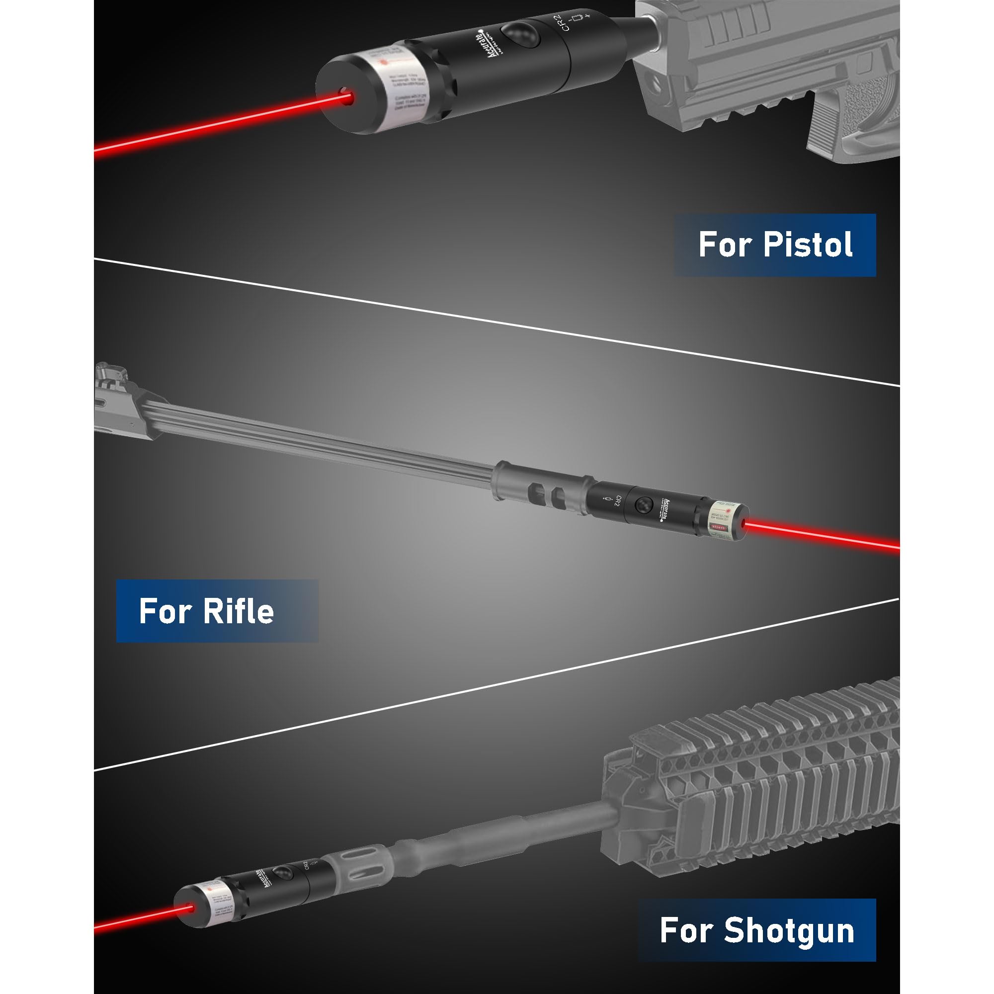UUQ Professional Laser Bore Sight Kit with Button Switch,Red Laser with 32 Adapters for 0.17 to 12GA Calibers,Suitable for Pistol Rifle Airsoft & Shotgun,Powerful Hunting Equipment (Red Laser) — view 4