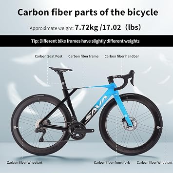 SAVADECK SLR8-Ultegra Full Carbon Road Bike, Carbon Fiber Frame Racing Bicycle with Shimano 105 R8170 24S Groupset and WTO 60 Wheelset, Hydraulic Disc Brakes, Ultra-Light Carbon Bike for Adults