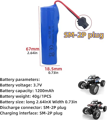 Miniatura 2 de sea jump Batería de litio de 3.7 V 1200 mAh para DE45 DE42 DE58 DE49 DE57 DE70 RC Car 114 Vehículo todoterreno con tracción en las cuatro ruedas de