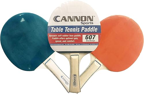 Cannon Sports Paletas de ping pong y tenis de mesa con cara de goma y asas de madera (azul/naranja) Azul/Naranja,Verde/Amarillo,Rojo/Negro