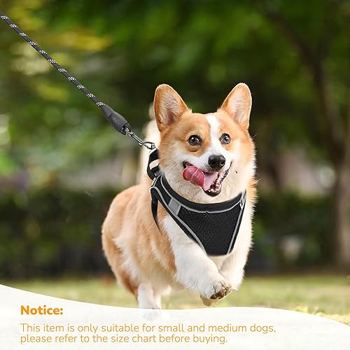Miniatura 7 de PetsHome Juego de arnés y correa para perro, malla suave sin estrangulamiento, arnés ajustable reflectante para cachorros, arnés de chaleco a prueba