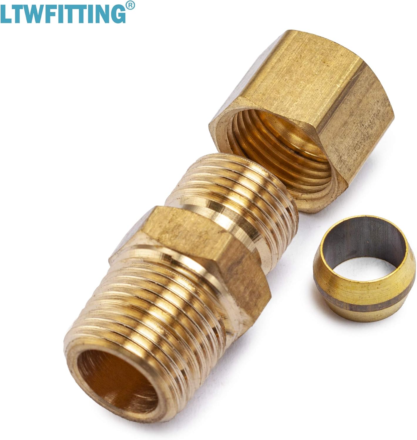 LTWFITTING Brass 5/16-Inch OD x 1/4-Inch Male NPT Compression Connector Fitting(Pack of 25)