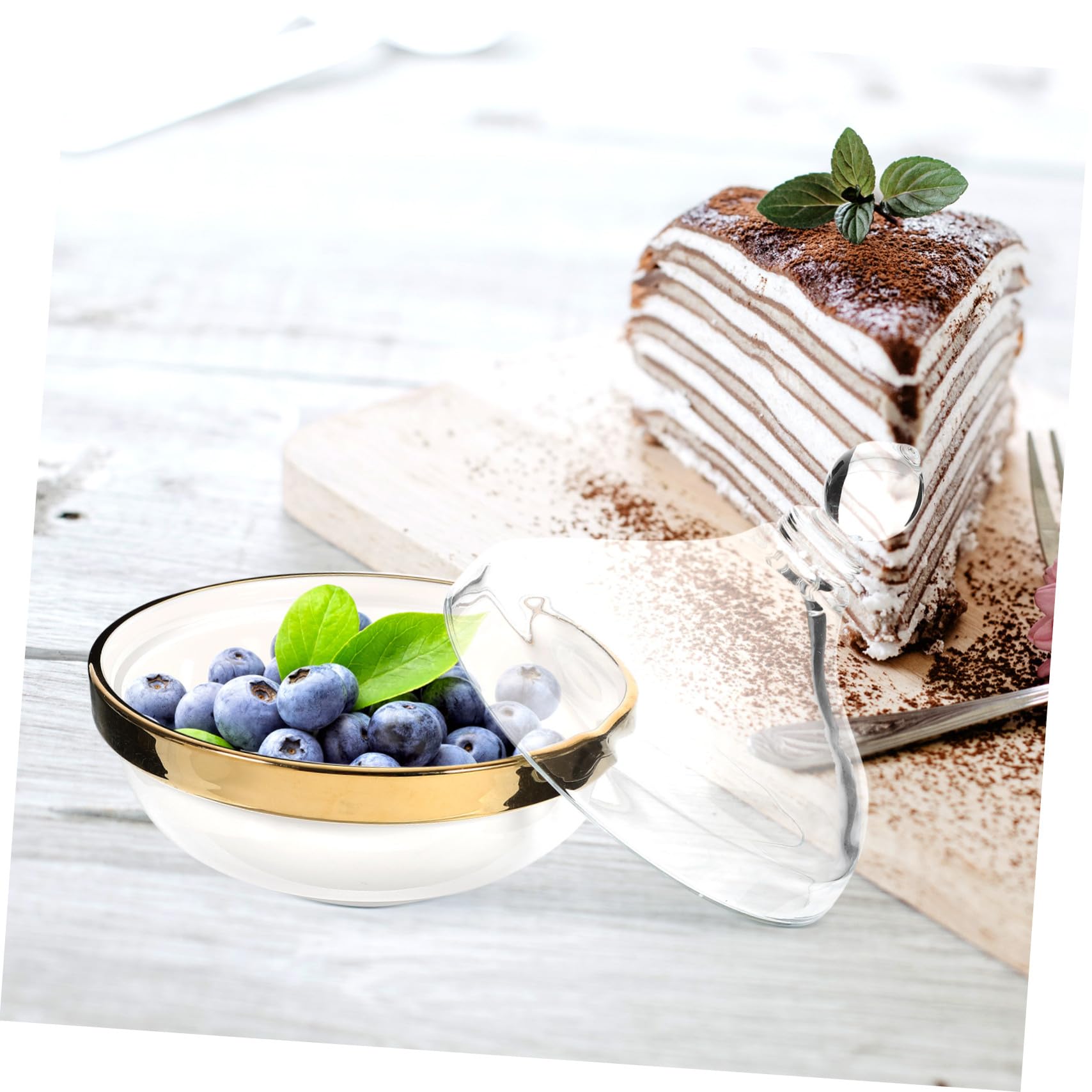 Tazón de Postre con Tapa de Cerámica Blanco 1 Pieza | Uso Múltiple para Pastel Esponjoso, Pudín y Fruta, Acabado Simple y Elegante, Apto para Cenas y Reuniones