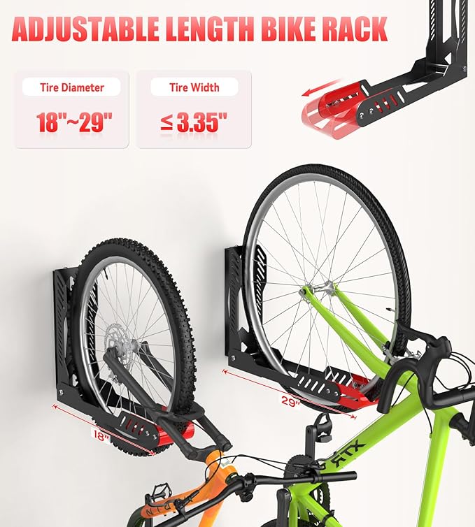 Soporte de pared giratorio para bicicleta, capacidad 35 kg, rojo miniatura 5