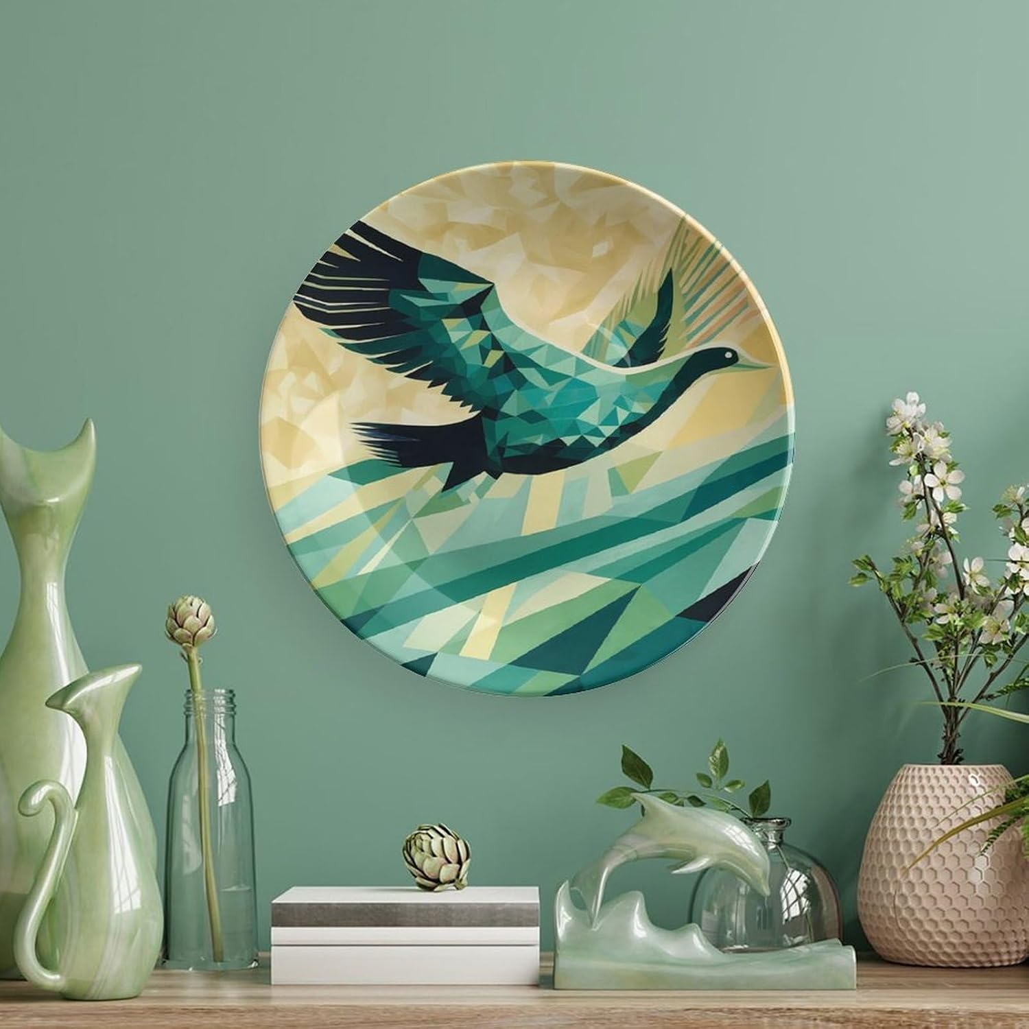 Silhouette Painting Ceramic Decorative Plate for Home, Bone China Plates image 5