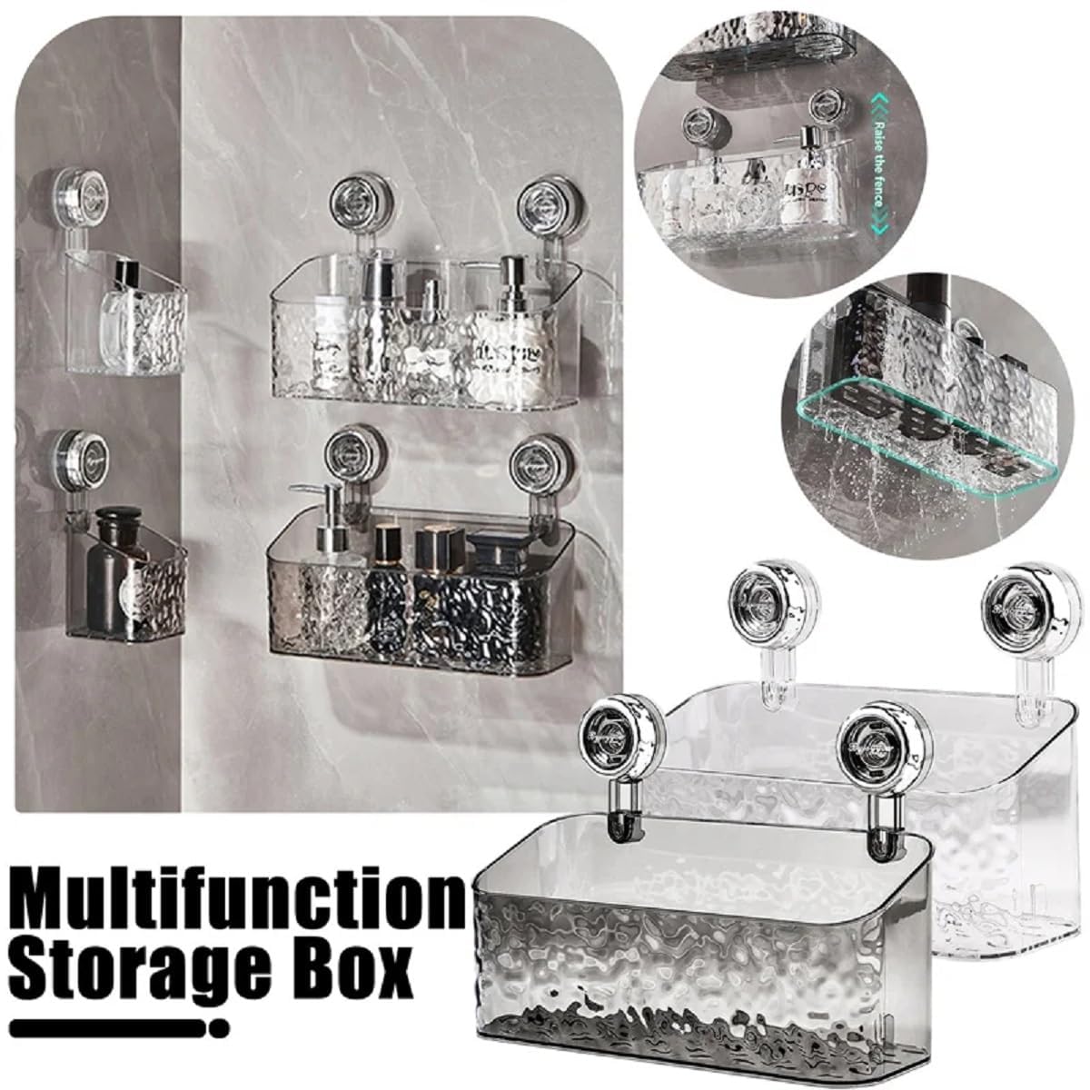 2024 Neues, leichtes, luxuriöses Saugnapfregal mit Gletschermuster, Badezimmerregale, Duschablage, Saugnapf, Abnehmbarer Badezimmer-Toiletten-Organizer mit Saugnapf