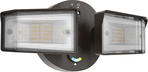 Lithonia Lighting HGX LED 2SH ALO SWW2 120 PE DDB M2 HomeGuard - Reflector LED de seguridad para exteriores, salida de luz ajustable, CCT