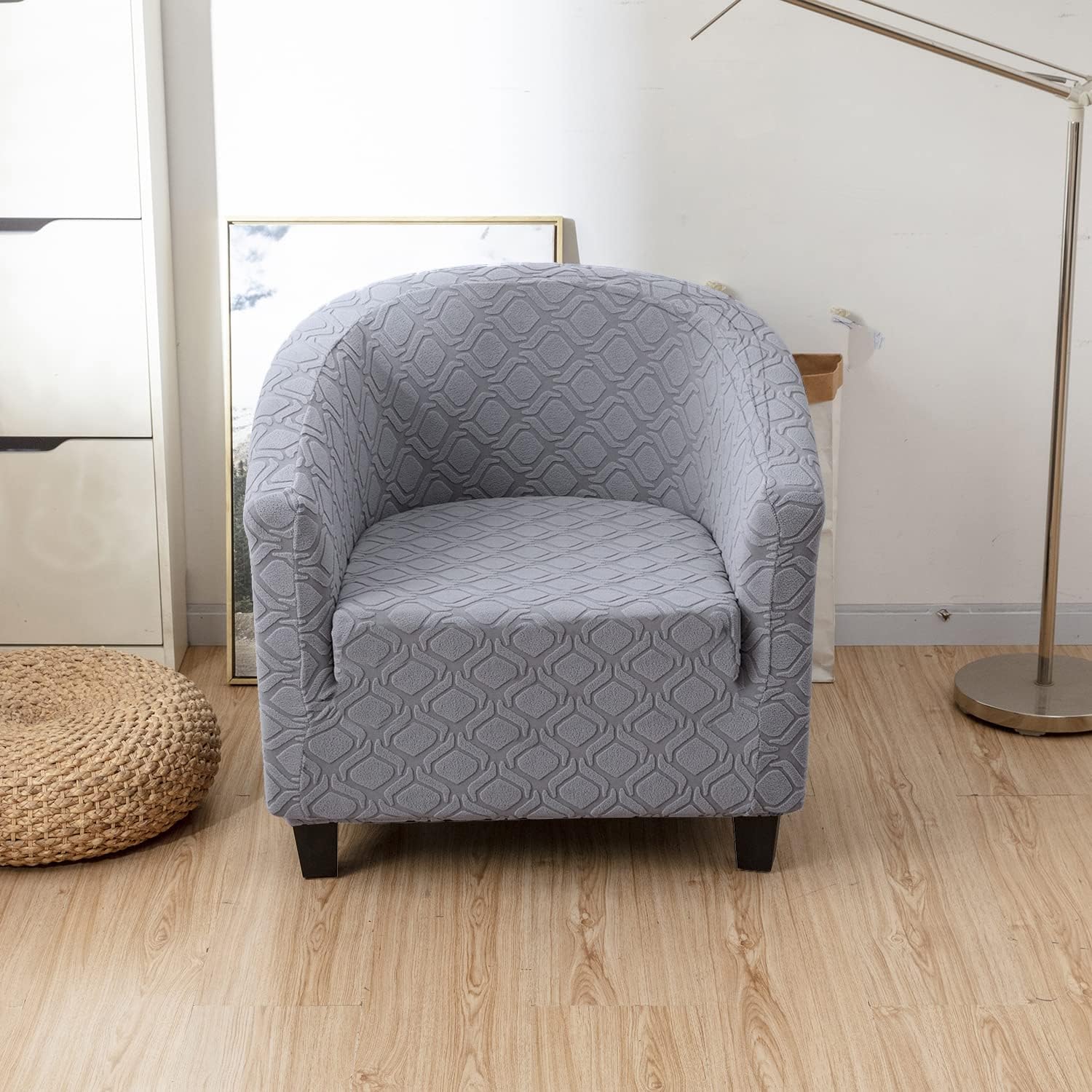 Stretch Armchair Cover Club Chair Slipcover Cat Scratch Proof 1 Piece Barrel Chair Cover Washable Nonslip Tub Chair Slipcovers for Pets (Brown one Size)