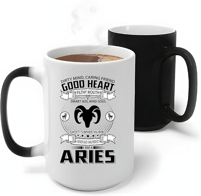 Aries Zodiac Sign Mug Gift Birthday Astrology Horoscope 11oz 15oz Color Changing Mug
