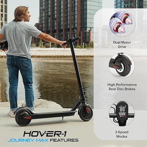 Miniatura 3 de Hover-1 Journey 2.0 Max Scooter eléctrico plegable para adultos con motor sin escobillas de 350 W700 W, velocidad máxima de 15 a 19 mph, rango de 16