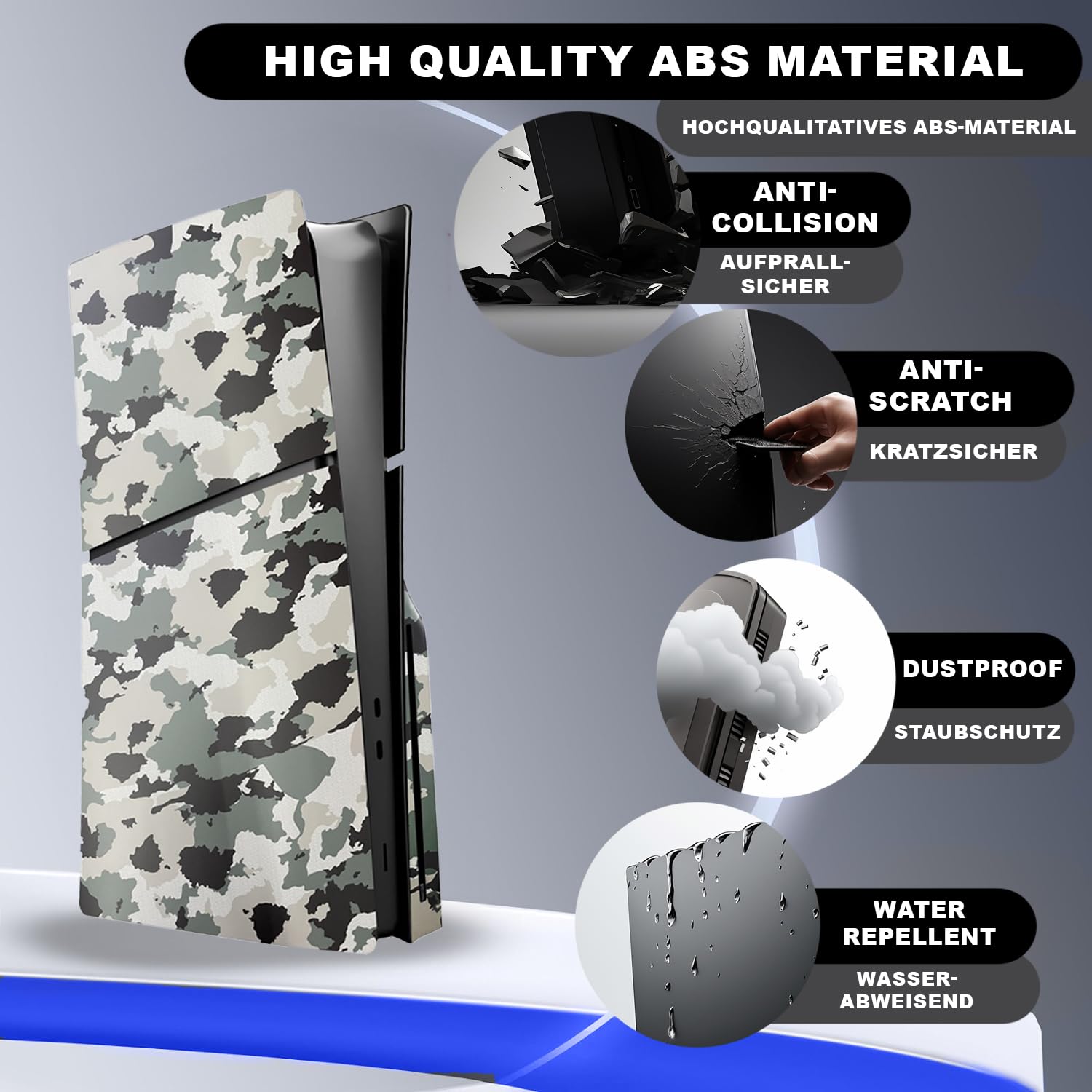 MatoSan PS5 Slim Faceplate Disc Edition - Stoßfeste Abdeckung für PlayStation 5 Slim - Hochwertige, austauschbare Seitenplatten - PS5 Slim Zubehör (Disc Edition)
