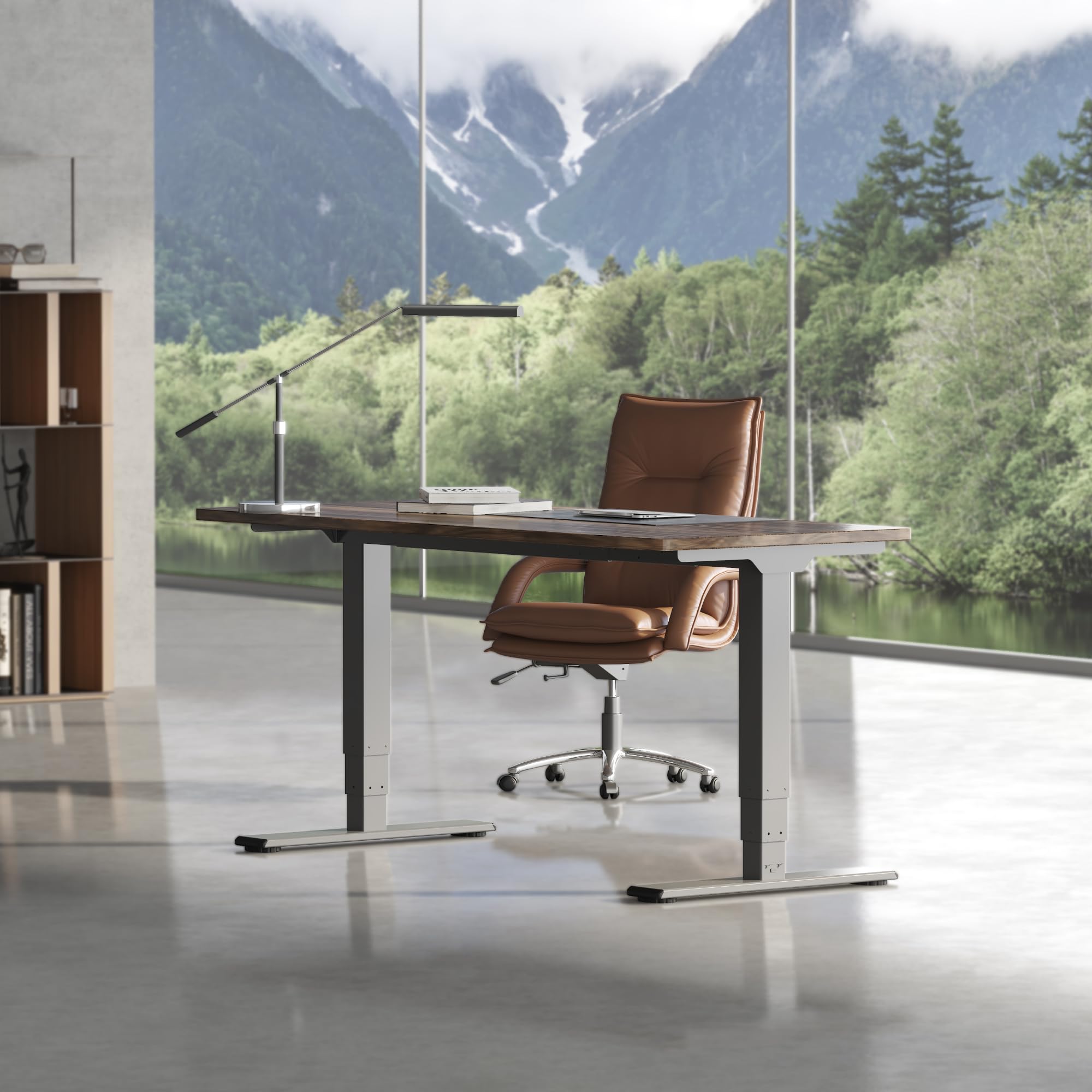 FLEXISPOT Elektrisch Höhenverstellbares Schreibtischgestell mit Dual-Motor & 3-stufigen Säulen, Sitz-Steh-Tisch Rahmen für Homeoffice & Büro, Höhenbereich 60–125 cm, Schwarz EC5-LITE