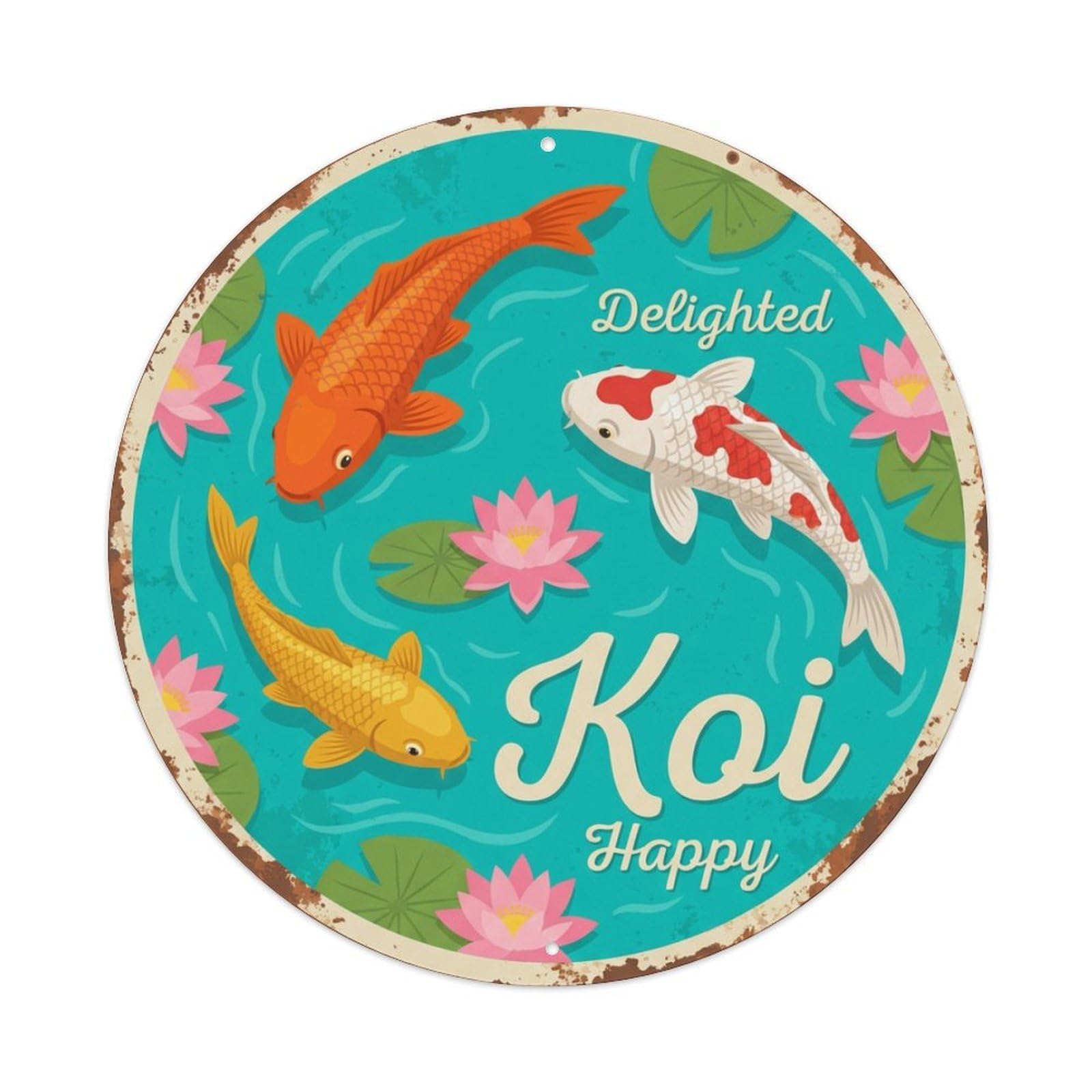 Tgrcjimh Style Metal Tin Sign Koi Fish Vintage Colorful Retro Japan