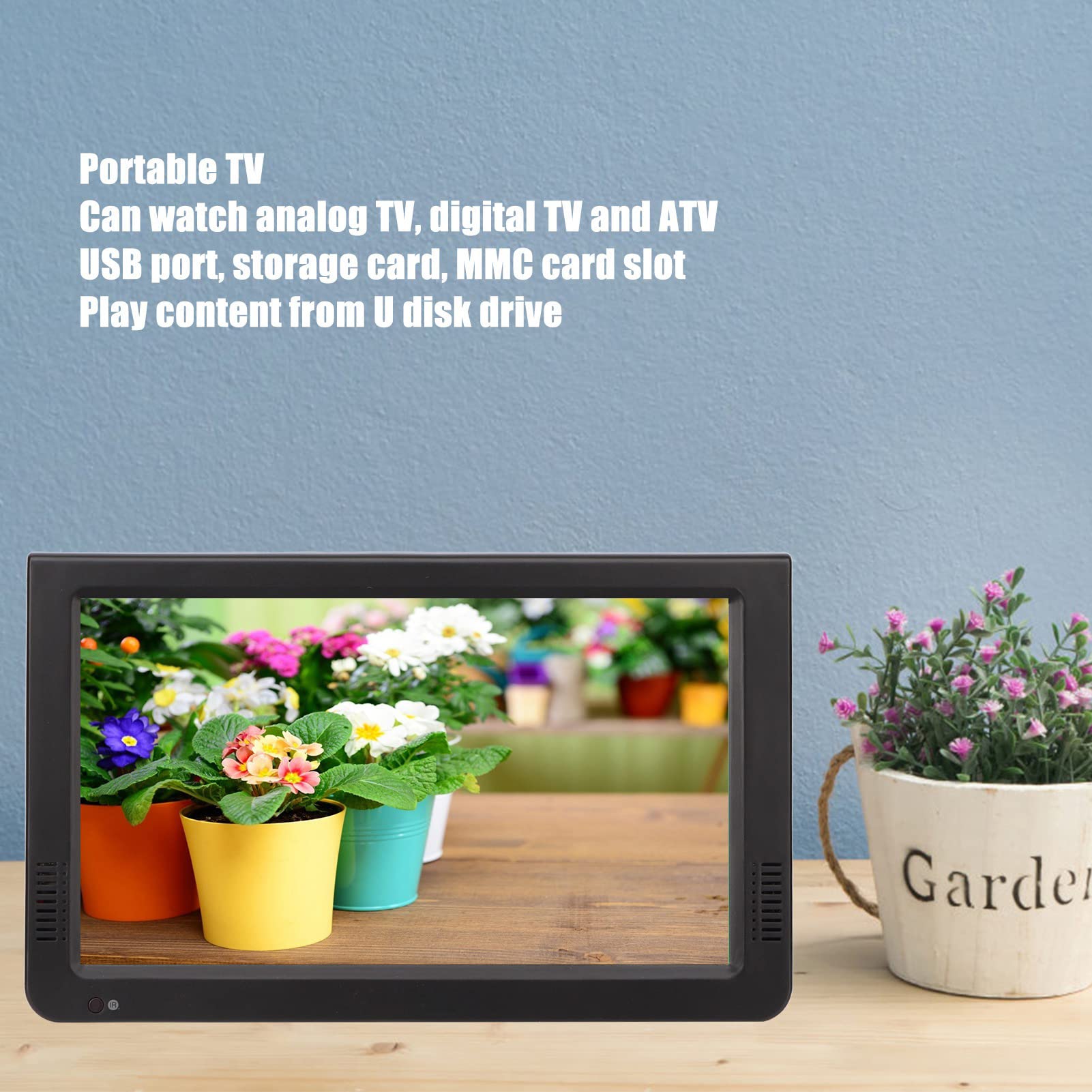 Téléviseur Portable 10 Pouces 1080p LED à Batterie Rechargeable avec Haut-parleurs USB AV