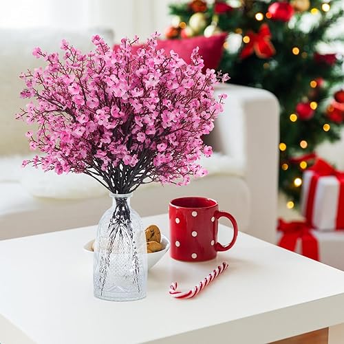 Miniatura 7 de AILANDA 12 paquetes de flores artificiales de gypsophila, arreglos florales de seda rosa, arbusto de aliento de bebé, flores artificiales de tacto