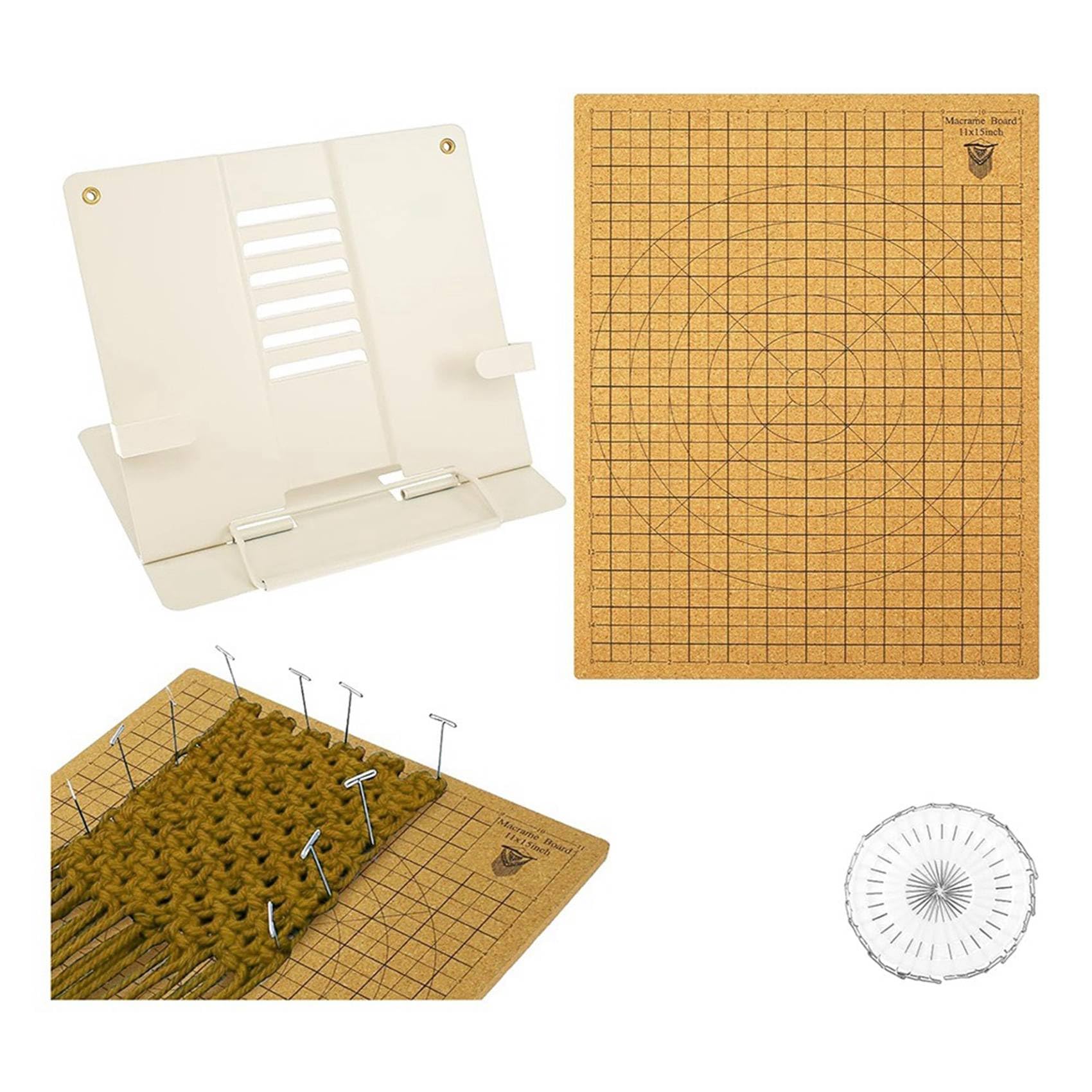 CTRLZS Macrame Board and Metal Adjustable Holder, 12x16in Double Side Macrame Project Board with Pins,for Cording Bracelet Wigs