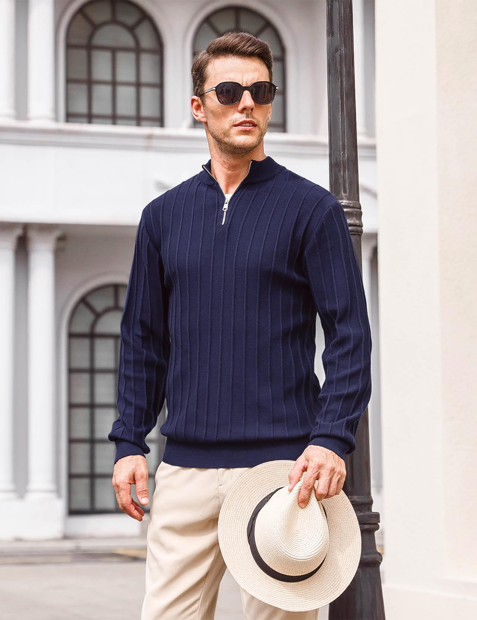 iClosam Maglione Uomo Invernali Collo Alto con Zip Pullover Giacca in Maglia Maglione Pullover Invernale Tenere Caldo