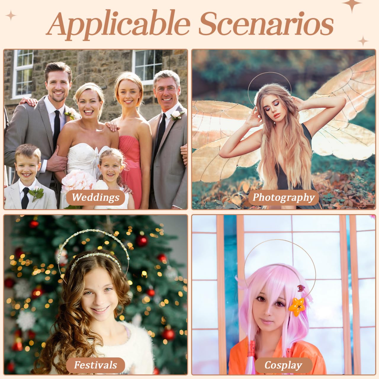 Housoutil Double Crown Headband 2-Pack Metal Halo Headbands for Women and Girls Gold and Silver Double Row Comb Wedding and Party Hair Accessories - Image 2