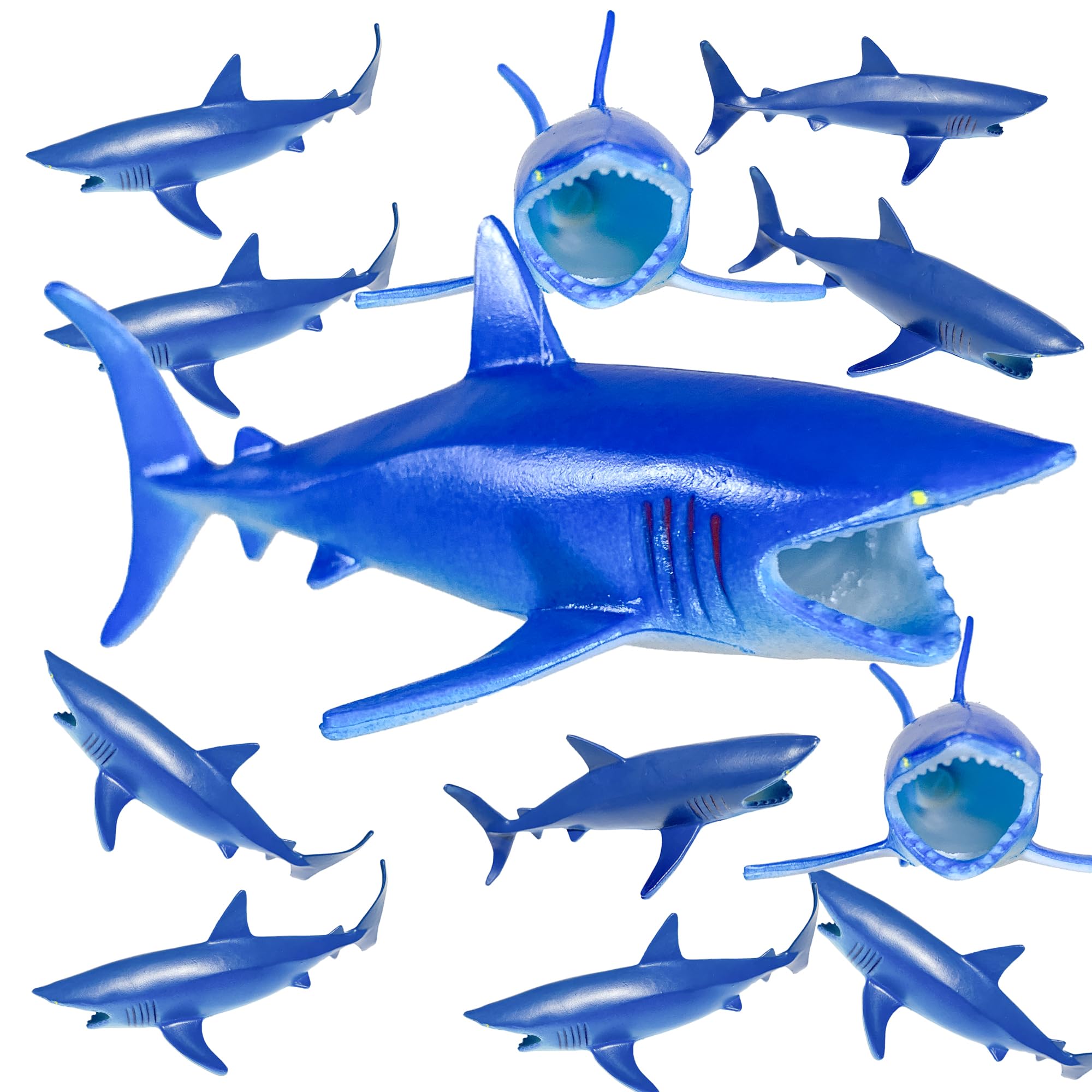12pcs Plastic Sharks for Drinks - Great Decor for Party Shark Theme Party, Vinyl Sharks for Lemonade & More (12)