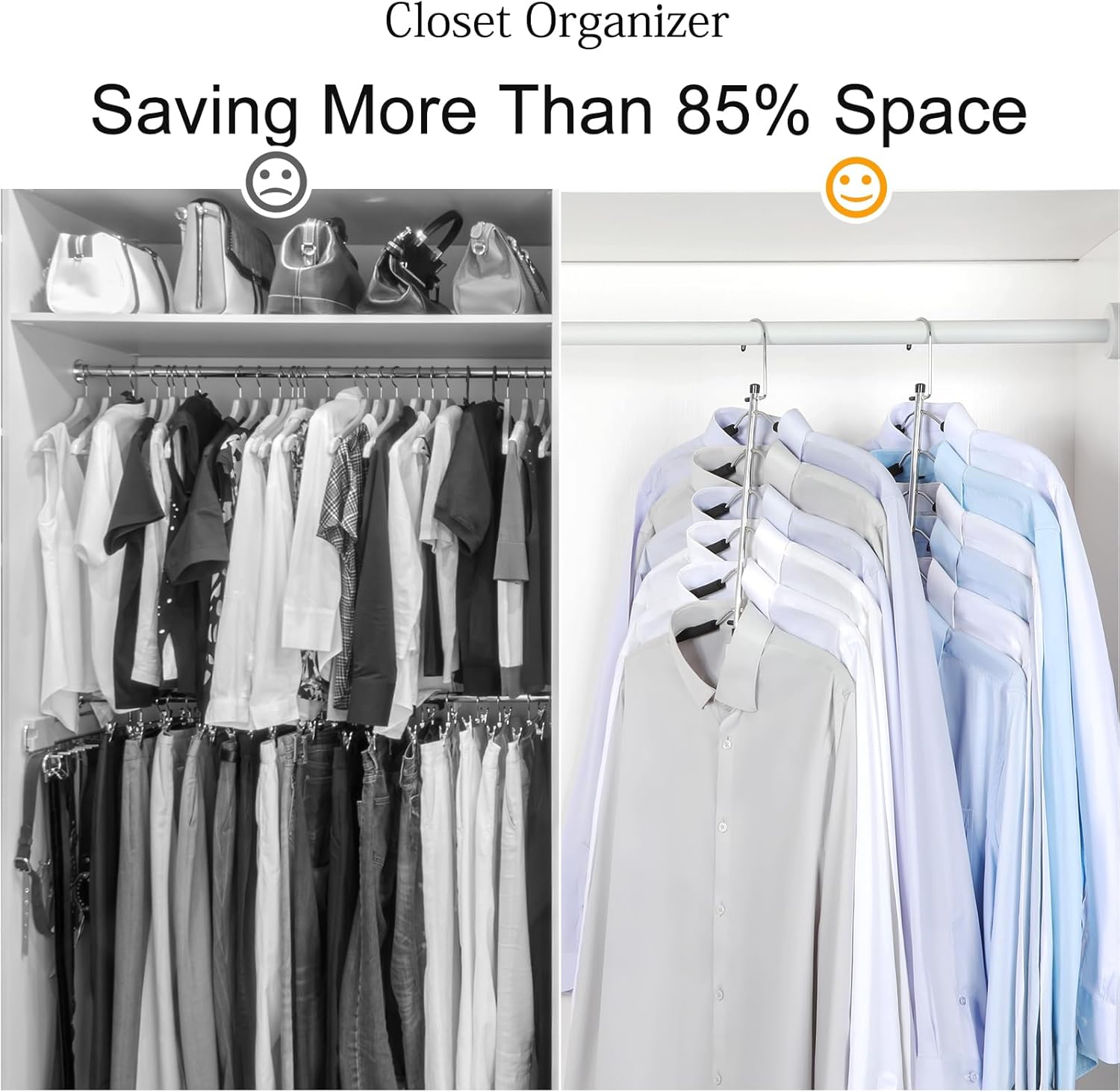 TOPIA HANGER Clothes Hanger Space Saving, 6 Tier Shirt Coat Hangers Space Saving No Bump Shoulder Hangers with No Slip Foam Padded Hangers Closet Organizers and Storage for Men and Women 2 Pack-CT64B - Image 2