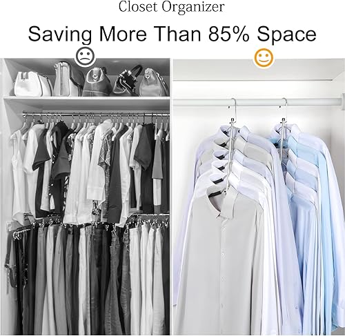 Miniatura 2 de TOPIA HANGER Percha para ropa que ahorra espacio, perchas de 6 niveles para camisas que ahorran espacio sin golpes, perchas acolchadas de espuma