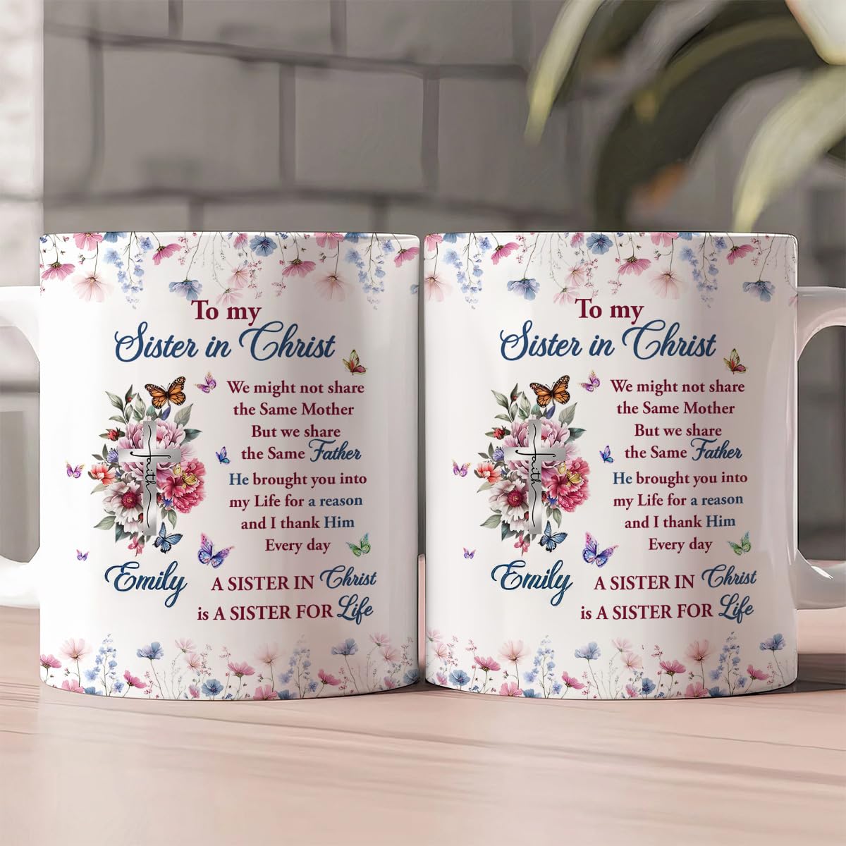 Condition photo showing New/Like New for joymade ceramic coffee mug - to my sister in christ. judith.