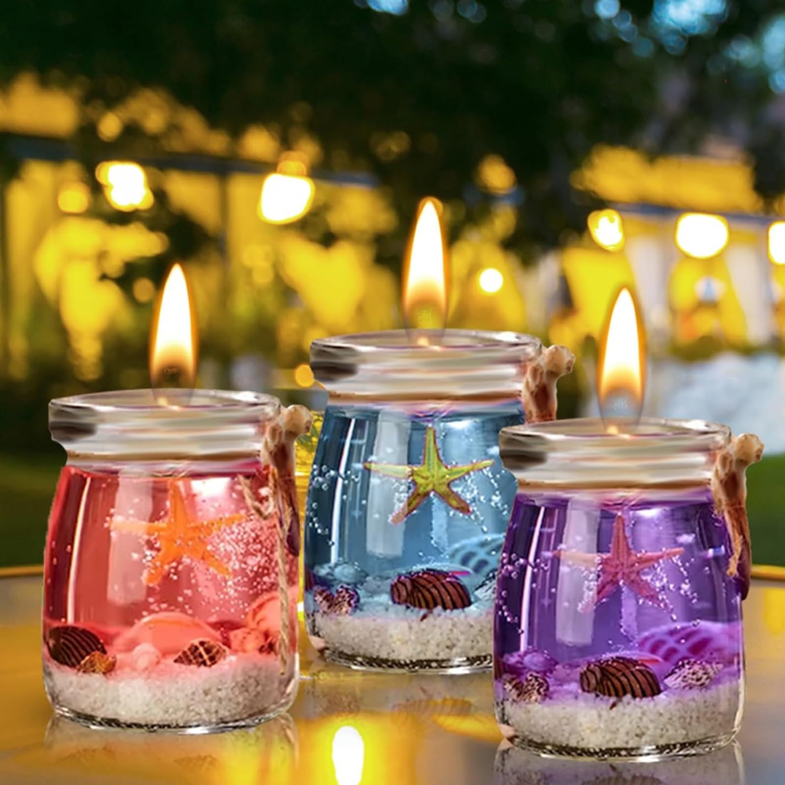 Amazon.co.jp: オーシャンテーマブルーパープルピンクジェルキャンドル