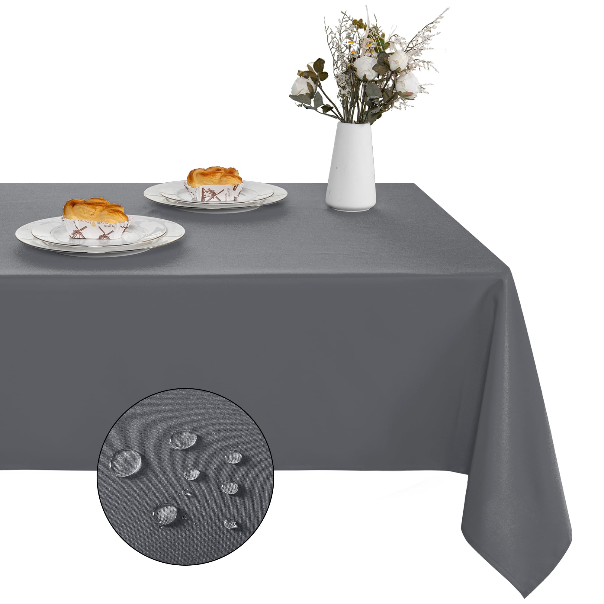 XWZO Tischdecke Abwaschbar, Tischdecke Grau, Fleckschutz Abwischbare Tischwäsche, Outdoor Tischdecken für Küche Party, 132 x 178 cm, 1 Stück