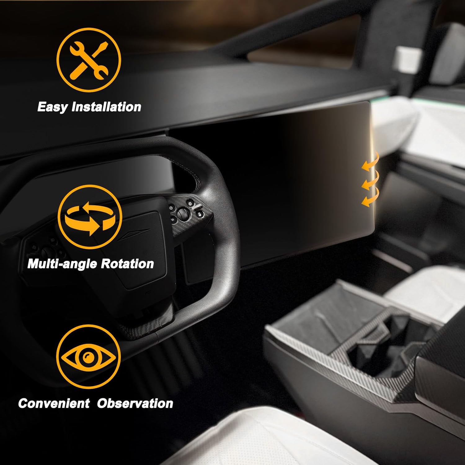 HANSSHOW Swivel Mount Kit for Cybertruck Center Console Dashboard Touch Screen 4-Way Adjustment Navigation Screen Rotating Holder for Cybertruck Accessories