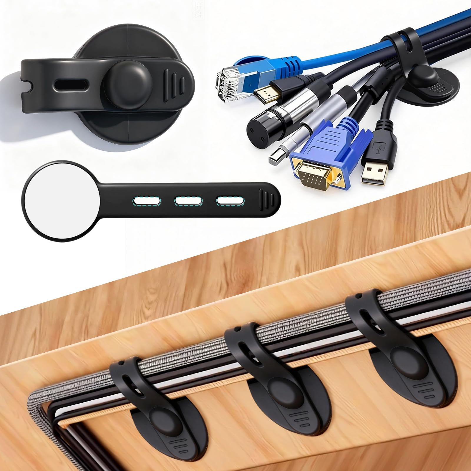 Cfyouend 12Pcs Silicone Cable Management Under Desk