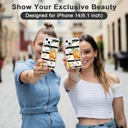 Miniatura 7 de Funda transparente de otoño para iPhone 14 y 13, a prueba de golpes, funda protectora a prueba de golpes, bonita funda rosa para mujeres y niñas