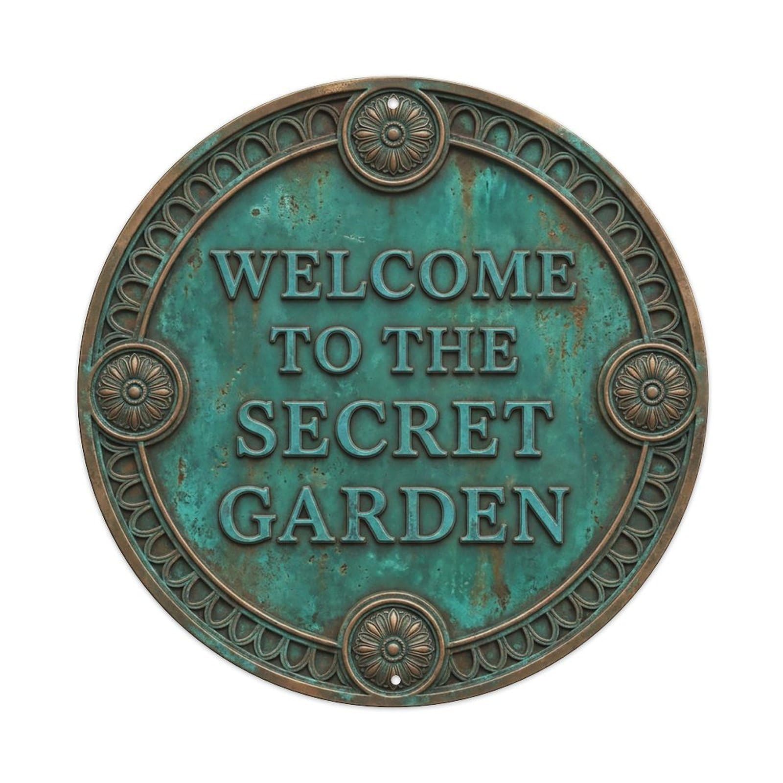 Vintage Welcome Secret Garden Leafy Farmhouse Metal Tin Sign