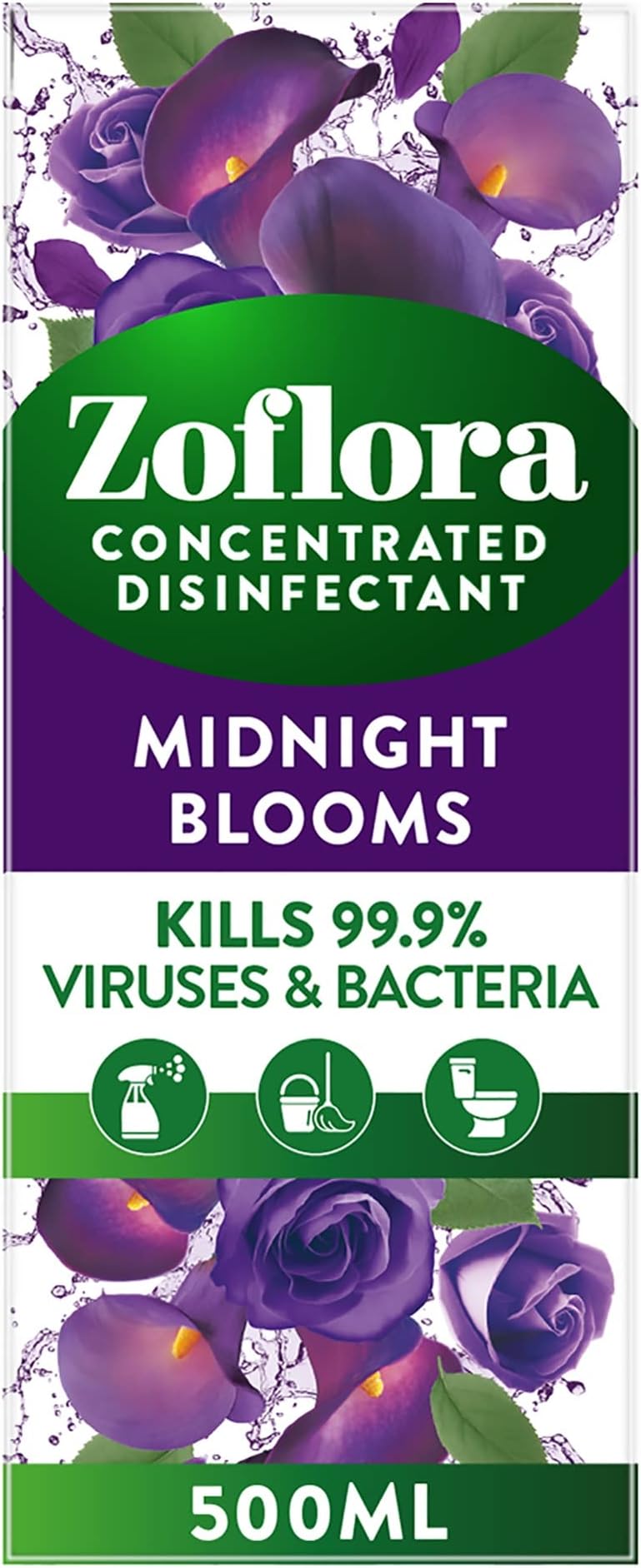 Midnight Blooms Concentrated Multipurpose Disinfectant Liquid, Antibacterial & Multi-Surface, Pet Safe Disinfectant, Kills 99.9% Of Bacteria & Viruses, 1 X 500 ml